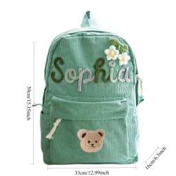 1pcs Personalized Backpack Large Capacity Corduroy Schoolbag Hand-Made Unique Name Custom Multicolor Rope Yarn Color Decoration