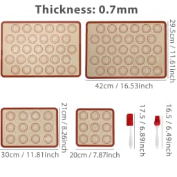 1/2/4pcs Silicone Baking Mats with Brush Spatula Set, Non-Stick Reusable Heat-Resistant, for Oven, Cookies, Macaron, Pastry