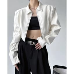 Y2k Black New PU Leather Jacket Cropped Jacket Long-sleeved Top Motorcycle Jackets Design Loose Streetwear Coat Trendy Vintage