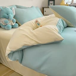 Ins Style Solid Color Duvet Cover Set Washed Cotton Bedclothes Comforter Cover Pillowcase Soft Bedding Sets Quilt Covers 220x240