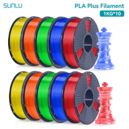 SUNLU 10 Roll PLA Plus/Clear Filament 1.75 Mm +/- 0.02 Mm 1 Kg Spool (2.2 Lbs) Neatly Arranged No Knot Filament Fit Most FDM Pri