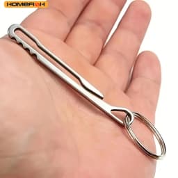 HOMEFISH Outdoor EDC Multifunction Tool Wallet Stainless Steel Keychain Key Ring Clasp Carabiner Money Clip Camping Accessories