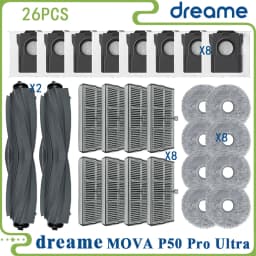 Fit For (Dreame X40 Ultra / L40 Ultra, MOVA P50 Pro Ultra /P10 Pro Ultra) Main Roller Tricut Brush Filter Mop Cloth Dust Bag
