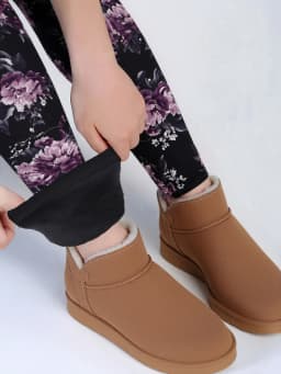 Autumn Winter 1PACK Women's Purple Cherry Blossoms Thick Velvet Sexy Tight Legging Casual Sports Elegant Fitness Yoga Pants