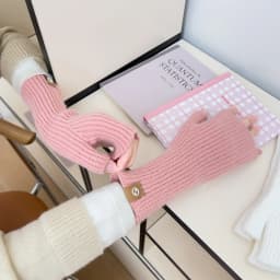 Women's Solid Color Knitted Warm Gloves Simple Outdoor Riding Half Finger Stretch Gloves Touch Screen Open Finger Winter Mittens