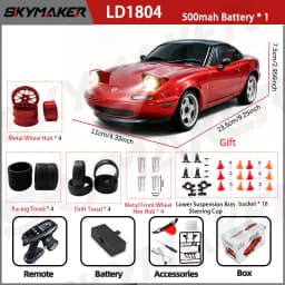LDRC 1/18 RC Drift Car LD1804 Mazda MX5 2.4GHz with ESP Gyro LED Lights Full Scale Skymaker RC Toy Racing Cars For Kids Toy Gift