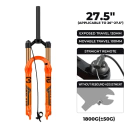 Bolany New Upgraded MTB Front Fork 32mm Bicycle Air Fork 27.5/29 Inch Mountain Bike Air Supension 120mm Travel Magnesium Alloy