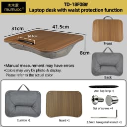 Mumucc's Laptop Desk With Lumbar Support & Accessories, Including A Detachable Tabletop, A Cushion Filled With Foam Particles