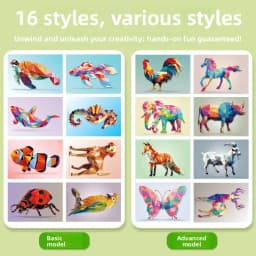 3D Animal Jigsaw Puzzle Stickers 3D Geometric Sticker Puzzle Kit for Focus Creativity DIY Art Gifts for Kids Educational