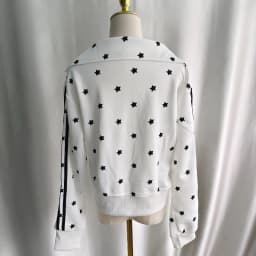 Kimotimo American Retro Star Printed Sweatshirt Women Spring Embroidery Long Sleeve Zipper Coat Sweet Casual Slim Y2k Crop Top
