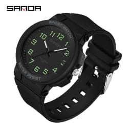 Sanda 6123 Trendy Design Soft Student Watch TPU Strap 50M Depth Waterproof Quartz Movement Children Fashion Sports Wrist Watch