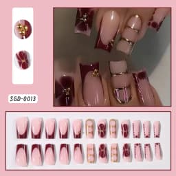 24Pcs White French Press On Nails 3D Bow Design Full Cover Wearable False Nails Short Square Head Ballet Fake Nails For Women
