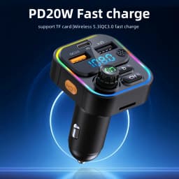 FM Transmitter Bluetooth 5.3 Handsfree Car AUX Radio Modulator MP3 Player with PD20W QC3.0 Fast Charge Adapter Car Accessories