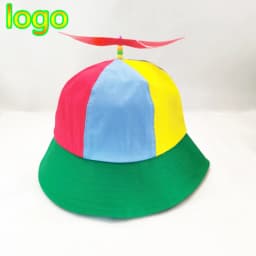 New Custom Logo Parent Child Cotton Helicopter Propeller Bucket Cap Outdoor Unisex Color Matching Sun Protection Fisherman Hat