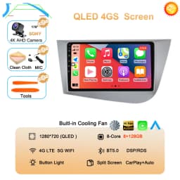 Car Radio Android 16 Navigation GPS Carplay For Seat Leon 2 MK2 2005-2012 Multimedia Video Player Stereo DSP 360 Camera Wifi 4G