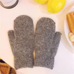 1pair Women Winter Keep Warm Plush Gloves Elasticity Soft Full Fingers Mittens Imitation Rabbit Fur Knitted Girls Fashion Gloves