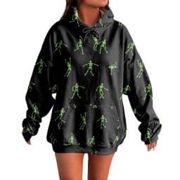 Women's Pullover Sweater Round Neck Lightweight Fleece Lined Top With Interesting Print Halloween Themed Top Winter Hoodie Women