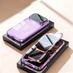 OUIO 360 ° Full Protection Metal Magnetic Double-Sided Glass Snap Lock Phone Case For IPhone 17 Pro Max 17 Air Pro Bumper Cover