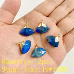 2PCS Natural Blue Lapis Lazuli Stone Gem Pendant Connector Charm For DIY Woman Men Jewelry Making Accessory Wholesale