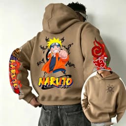 Naruto 2026 Spring and Autumn New Cartoon Anime Harajuku Y2K Street Fashion Couple Hooded Sweatshirt