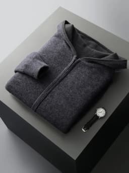 New Men's 100% Merino Wool Double Sided Wearable Hooded Sweater Casual Autumn Winter Coat Long Sleeved Men's Wool Sweater Tops