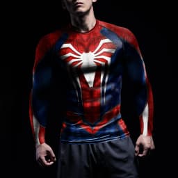 NADANBAO Rash Guards Compression Shirts Men Cosplay Superhero Spider Pattern Printed Workout Long Sleeve Tops Fitness Sportwear