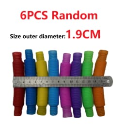 6PCS Flexible Plastic Popular Color Creative Telescopic Pipe Corrugated Decompression Vent Children's Toy Birthday Party Gift