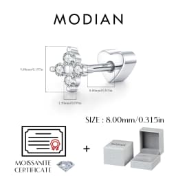 MODIAN D Color Moissanite Cartilage Stud 925 Sterling Heart Screw Stud Earrings Stackable Unisex Stud Earrings For Women Jewelry