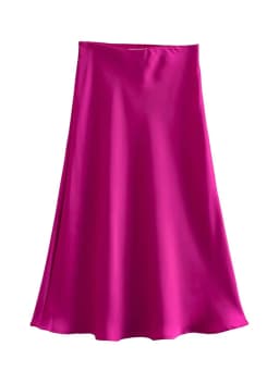 Hot Sale Solid Satin Elastic Waist Women A-Line Skirt Summer Female Slim Falda