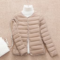 Autumn Winter New round Neck down Cotton Jacket Lightweight Women's Warm Inner Liner Fashionable Cotton Coat Short Style