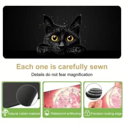 Kawaii Black Kitten Mouse Pad Large Cute Game Keyboard Mat XxL Computers Accessories Table Pad Girl Home Bedrooms Carpet Mats