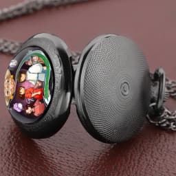 Anime Characters Dome Pocket Watch with Arabic Dial Vintage Necklace Pendant Clock for Men Women Chain Gift Relojes De Bolsillo