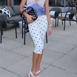 Y2K Aesthetic Polka Dot Capri Pants Low Waist Slim Fit Cropped Leggings for Women Streetwear Casual Summer Bodycon Trousers