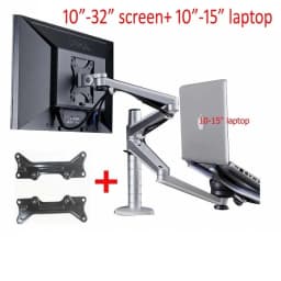 OA-7X Multimedia Desktop Dual Arm 27inch LCD Monior Holder+ Laptop Holder Stand Table Full Motion Dual Monitor Mount Arm Stand