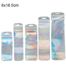30pcs Long Laser Plastic Self Sealing Storage Bag Necklace Display Colorful Ziplock Pouch Zip Zipper Lock Bags Jewelry Packaging