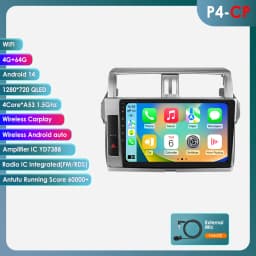 Hizpo AI Voice Car Radio Android Auto Multimedia For Toyota Land Cruiser Prado 150 2013-2017 4G Carplay Autoradio No 2din DVD