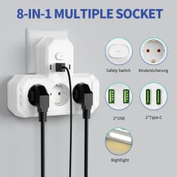 EU Plug AC Outlet Multitap Power Strip 2m Extension Cord Electrical Socket USB for Home Office Surge Protector Network Filter