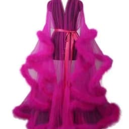 Sexy Feather Perspective Flared Sleeve Trailing Long Dress with Multiple Colors Available Mesh Women's Loose Pregnant Dress
