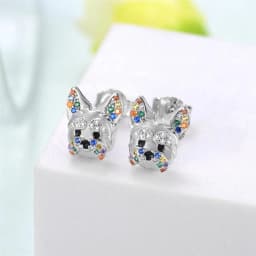 Cute Girl Cat Stud Earrings Exquisite Women's Earrings Fashion Accessories Party Jewelry Full Rhinestone Stud Earrings Girl Gift