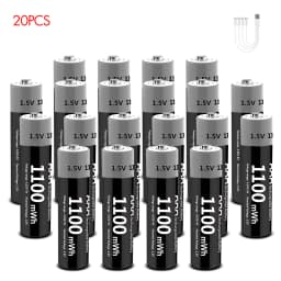 Kuugro 1.5V AAA USB Li-ion Rechargeable Battery Aaa 1.5V 1100mWh Lithium Batteries with 4-in-1 Cable for Toys Camera Flashlight