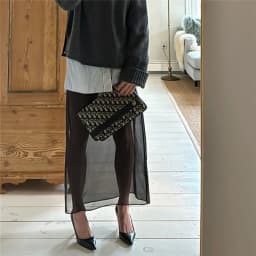 Y2K Grunge Sheer Mesh Midi Skirt Transparent See-Through Trimmed Hem Edgy Layering Skirt for Streetwear Music Festival Outfits