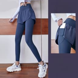 Women's Fall Two-in-One Leggings - High Waist Running Yoga Pants with Slimming Skirted Hem, 4-Way Stretch From Studio to Street