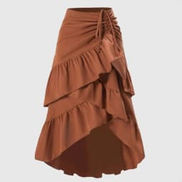 Irregular Ruffles Tiered Skirt Sweet Spicy Wind Layered Ruffle Edge Tied Skirt for Summer Holiday Sexy Elegant Women Beach Dress