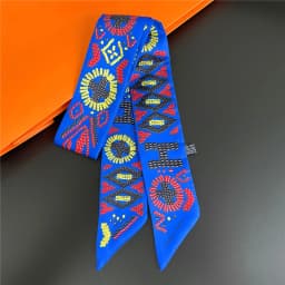 2025 New Pearl Puzzle Women's Twill Decorative Small Silk Scarf Wrapping Bag Handle Ribbon Headband Small Scarf Wholesale Gift