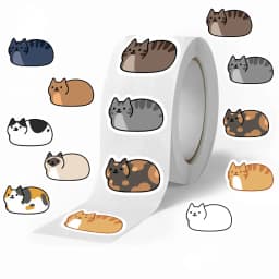 100-500Pcs Cartoon Cat Roll Stickers DlY Party Guitar Phone Decoration Label Stationery Name Stickers Animal Decal Kid Toys