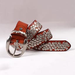 IEFB Punk Leather Belt Baggy Jeans Accessories Irregularly Shaped Circular Rivets Men's Clothing Y2k Decoration Hip Hop 9X955