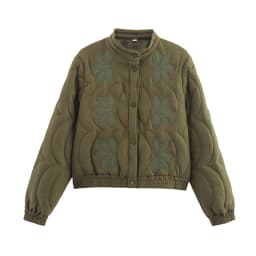 SLTNX Women's Quilted Stand Collar Padded Jacket Long Sleeve Pocket Casual Fall Winter Coat