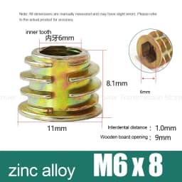 10-100Pcs M4 M5 M6 M8 M10 Zinc Alloy Thread for Wood Insert Nut Flanged Hex Drive Head Furniture Nuts Selection Length 6-30mm