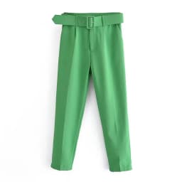 Spring Women's Slimming Versatile Belted Trousers Asymmetric Commute Sle High Waist Long Pants Casual Pants