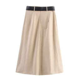 Casual Cowl Ne Cape Sle Midi Skirt with Belt High Waist Polyester Fiber Ladies Casual Faion Summer Collection